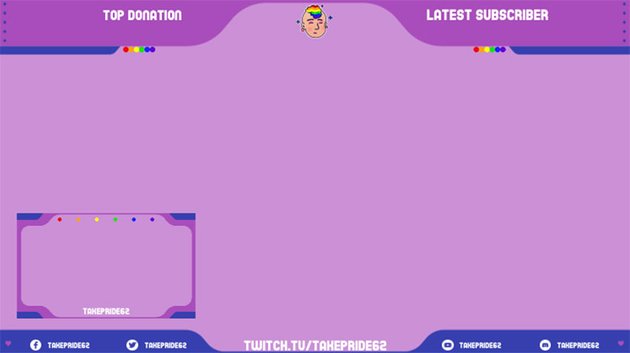 Twitch Frame and Webcam Overlay with an LGBTQ Avatar Graphic